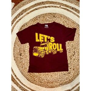 The Childrens Place T Shirt Kids 3T Maroon Graphic Lets Roll Short Sleeve Top